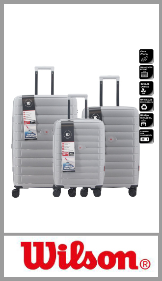 Set de 3 valijas Wilson rígidas con 4 ruedas 360°