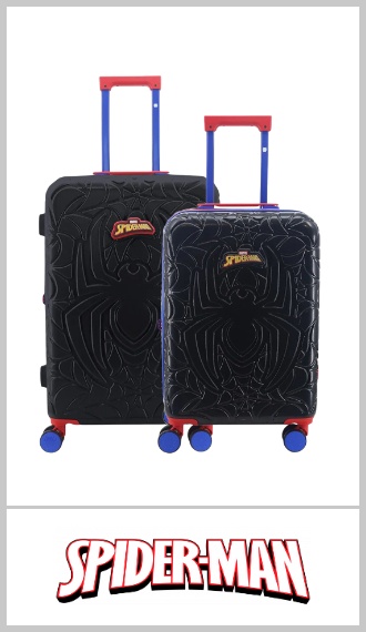 Set de dos valijas SPIDERMAN de 20 y 24, rígidas en ABS. Incluyen dos ruedas reforzadas y carro reforzado con manija extensible, fuelle incorporado para ampliar la capacidad de carga y candado incorporado. Ideal para viajes cortos o largos, con termoformado en la valija del personaje. Medidas: set x 2 unidades de 20 + 24. Pack por unidad.