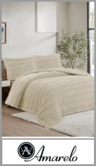 Edredon AMARELO acanalado medida King. Tela Flannel 100% poliester.  de un lado y corderito del otro. Medidas: 2.20 x 2.40 mts. Incluye dos fundas en la misma tela, de 50cm x 70cm. Bolsa de pvc con alambre y cierre. Pack por unidad.