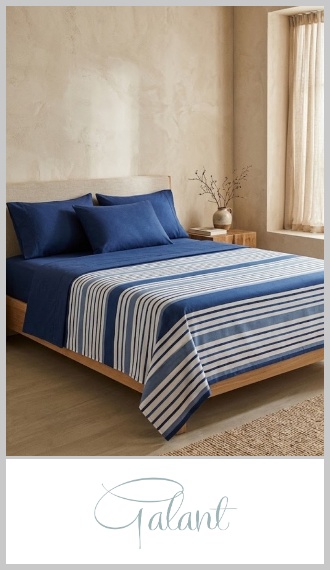 Juego de sábanas GALANT línea Atico, tamaño king, estampadas, en algodón y poliéster, de 144 hilos y con embozo. Incluye 1 sábana superior de 270cm x 250cm, 1 ajustable de 210cm x 190cm + 35cm de alto y 2 fundas de 50cm x 75cm. Disponible en estampados y colores surtidos. Presentación premium con borla decorativa en el empaque. Pack por unidad.