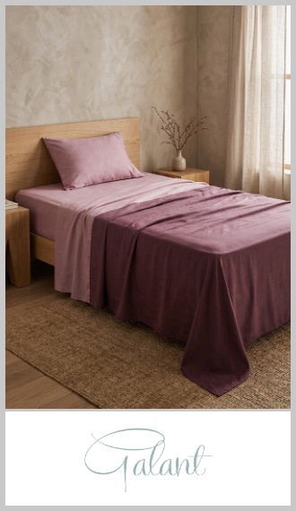 Juego de sábanas GALANT línea Atico, tamaño twin, lisas, en algodón y poliéster, de 144 hilos y con embozo. Incluye 1 sábana superior de 160cm x 250cm, 1 ajustable de 90cm x 190cm + 30cm de alto y 1 funda de 50cm x 70cm. Disponible en colores surtidos. Presentación premium con borla decorativa en el empaque. Pack por unidad.