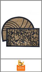 Felpudo  BARAK para la entrada de la casa, confeccionada 50% en fibra de coco y 50% en goma, con fantasías. Medidas 40 cm x 60 cm. Color negro con marrón. Rectangular..Pack por unidad.