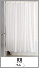 Protector BLANCO PARIS para cortina de baño en 50 micrones con proceso antiestático y antihongo Cabezal reforzado, en color blanco.  Medidas: 1.80mts x 1.80mts. Peso unitario 0.15 kg. Pack por unidad.