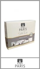 Juego sabanas Blanco Paris microfibra saten estampada 2½ plazas en caja