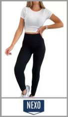 Calza chupin NEXO lisa cintura ancha en algodón con lycra, tiro normal en color negro. Talles especiales 5, 6 y 7.. Pack por unidad en bolsa individual.