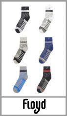 Zoquete media caña tenis FLOYD GO! en algodón con dibujos, puño alto, c/toalla parra hombre en colores surtidos y pack por docena.