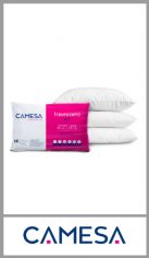 Almohada CAMESA fit, fibra siliconada, 100% poliester, medida de 40cm x 70cm
90% Poliester + 10% Nylon. Pack por 12 unidades