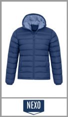 Campera NEXO de invierno para chicos, modelo inflado con capucha con cierre. Talles 8 al 16. Color Azul Marino. Pack por unidad.
