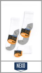 Zoquete NEXO 1/3 de caña, en talle único para hombre en color blanco combinado con talón gris. Pack por docena.