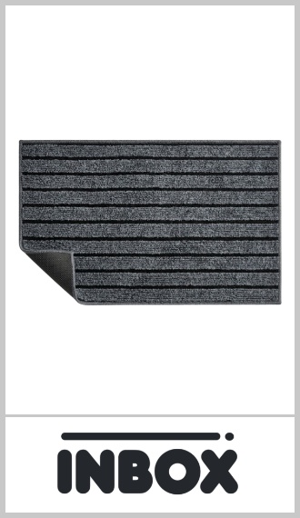 Alfombra INBOX para entrada de lavadero/cocina, con base de goma plástica, en 100% poliéster. Medida 38cm x 58cm. Pack por unidad en colores surtidos.