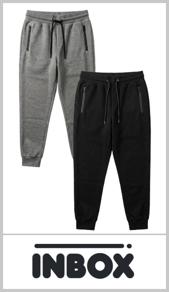 Pantalon jogging INBOX para hombre en algodón y poliéster frizado, elástico en la cintura con cordón, dos bolsillos laterales con cierre y uno trasero, en colores surtidos gris claro, gris oscuro y negro, en talles M al 3 XL. Pack por 11 prendas colores surtidos , M/1, L/2, XL/2, 2 XXL/2, 3 XL/2.