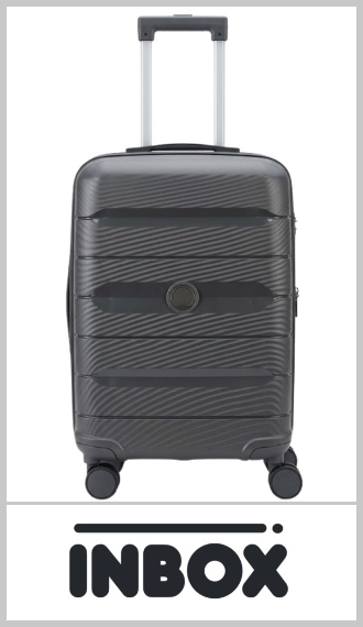 Valija de cabina carry on INBOX, rígida en polipropileno (PP), con 4 ruedas giratorias de 360° que permiten desplazarla en todas las direcciones. El PP es más liviano y flexible que el ABS: absorbe mejor los golpes y recupera su forma en lugar de rajarse. Medida apta para equipaje de mano en el avión. Con fuelle para ampliar la capacidad, elásticos internos, carro reforzado y manija extensible. Color según imagen. Pack por unidad.