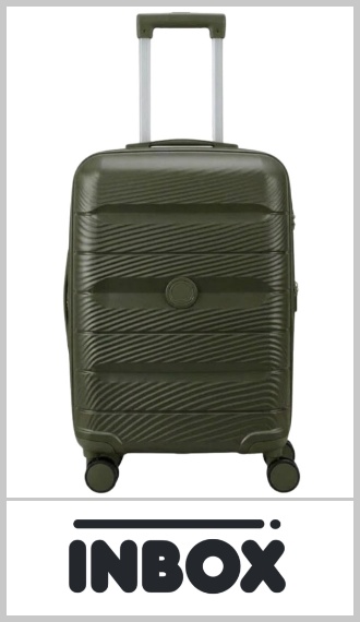 Valija de cabina carry on INBOX, rígida en polipropileno (PP), con 4 ruedas giratorias de 360° que permiten desplazarla en todas las direcciones. El PP es más liviano y flexible que el ABS: absorbe mejor los golpes y recupera su forma en lugar de rajarse. Medida apta para equipaje de mano en el avión. Con fuelle para ampliar la capacidad, elásticos internos, carro reforzado y manija extensible. Color según imagen. Pack por unidad.