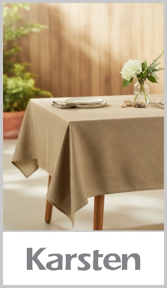 Mantel rectangular KARSTEN Tilia para 6 personas, en 56% algodón y 44% poliéster, con acabado jacquard en relieve con motivos de hojas inspirados en la naturaleza. Toque suave y caída prolija que combina con distintos estilos de vajilla, además de ser de fácil mantenimiento y limpieza. De medidas aproximadas 1,40m x 2,10m. Pack por unidad.