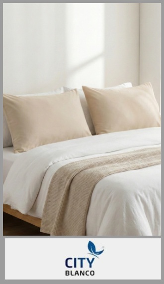 Funda para almohada en bolsita CITY BLANCO lisa , de 50 cm x 80 cm. Color beige. Pack por 2 unidades surtidas de colores. Precio por unidad