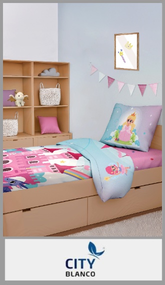 Juego de sabanas CITY BLANCO de PRINCESA de 1½ plaza en 100% microfibra. Sábana superior de 1.60m x 2.35m, sábana ajustable para colchón de 0.90m x 1.90m x 0.25m de alto y funda de 0.50m x 0.80m. Pack por unidad.