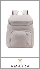 Mochila gris AMAYRA de carga superior para mujer de apertura superior portanotebook, confeccionada en poliéster de gran calidada. Bolsillo principal con cierre mas bolsillo frontal con cierre contiene un organizador interno y bolsillo de guarda notebook
Espaldar y tiras acolchonadas, Cuenta con dos tiras para carry on Base acolchonada. Medida: 38cm x 31cm x 13cm. Pack por unidad