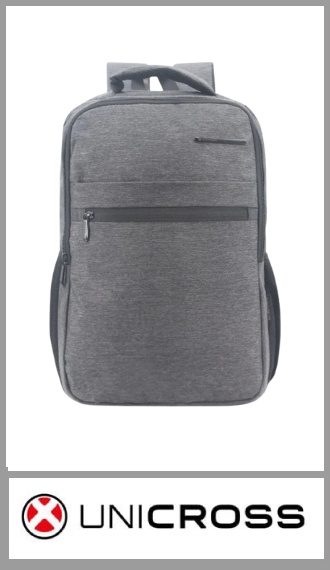 Mochila UNICROSS PORTA NOTEBOOK, en lona diferenciada, con dos divisiones más otro bolsillo frontal con cierre y dos laterales de red. Excelentes detalles de terminación, con correas acolchonadas. Tamaño: 30cm x 45cm x 13cm. Pack por unidad.
