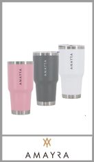 Vaso metalico de acero 304 doble capa AMAYRA Tapa de polipropileno con sello de silicona. 
Incluye packaging
Capacidad 900ml 
Contiene packaging 
Viene por unidad 
Surtido de colores igual a la imagen 
AUTORIZADO POR LA I.N.A.L 
LIBRE DE BPA