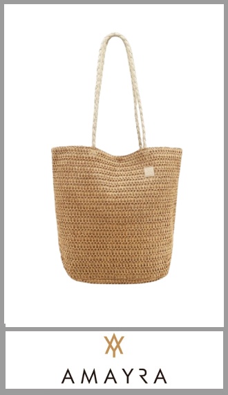 Bolso playero AMAYRA verano para mujer. Tejido por fuera con material simil yute, contiene dos asas para colgar y y bolsillo plano interno y contiene boton imantado. Apto para actividades al aire libre . Pack por unidad.  
Medida 36cm x 41cm x 17cm