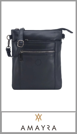 Cartera morral negro AMAYRA de PU de gran calidad,completamente forrada en su interior.  
Contiene una tira regulable y desmotable un bolsillo frontal con cierre, un bolsillo plano del lado de atras y un bolsillo princial con un bolsillo interno con cierre.
Pack por unidad 
Medida 25cm x 22cm x 5cm