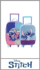 Set de dos valija de STITCH 14 y 16  pulgadas semi rigidas.
Contienen dos ruedas reforzadasy carro reforzado con manija extensible.
 Medidas :
14 37x27x14
16 42x30x16
Pack por unidad.