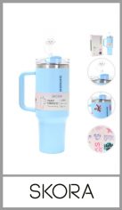 Vaso térmico SKORA de acero doble capa. Autorizado INAL. Tapa con silicona a rosca. Incluye packaging. Capacidad: 1200ml. Pack por unidad en cajita individual con sorbete, tapon tipo nube y sticker para poder personalizarlo a tu gusto.