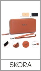 Billetera fichero SKORA, con varios compartimentos y cierre perimetral. Divisores y tarjetero Medidas: 19cm x 9.5cm. Colores surtidos. Pack por unidad.
