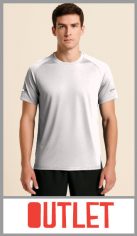Remera deportiva OUTLET de hombre para actividades deportivas y recreativas, manga corta con detalles reflex en los hombros. 
100% poliester, liviana.
COLOR BLANCO
PAQUETES POR 8 UNIDADES, EN CURVA EN TALLES 
S/1 M/2 L/3 XL/1 2XL/1