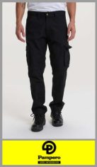 Pantalon PAMPERO ORIGINAL cargo en tela ripstop anti desgarro NEGRO, modelo clásico dos bolsillos laterales, dos bolsillos posteriores aplicados, dos bolsillos cargo en la pierna, unos de ellos también para celular, un bolsillo relojero, en color beige, en talles 56, 58 y 60. Pack por unidad.