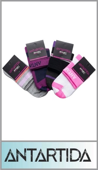 Zoquete corto ANTÁRTIDA arriba del tobillo motivos surtidos dentro de la docena, en poliester y spandex, en talle único para mujer. Pack por docena, diseños y colores surtidos.