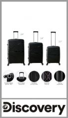 Set de 3 valijas Discovery rígidas de ABS 360º 20, 24 y 28