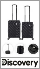 Juego de 2 valijas DISCOVERY rigidas, material ABS, apto cabina
Cuentan con 4 ruedas dobles spinner 360° desmontables, carro reforzado con manija extensible, con cierre expansible. 
Contiene un candado incorporado para cierre seguro, en su interior constiene sujecion y compartimiento interno con elastico y red con cierre.
Viene por set de 2 unidades 
Color igual a la imagen 
Tamaño igual a la imagen 20 y 19