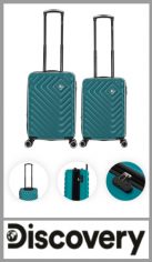 Juego de 2 valijas DISCOVERY rigidas, material ABS, apto cabina
Cuentan con 4 ruedas dobles spinner 360° desmontables, carro reforzado con manija extensible, con cierre expansible. 
Contiene un candado incorporado para cierre seguro, en su interior constiene sujecion y compartimiento interno con elastico y red con cierre.
Viene por set de 2 unidades 
Color igual a la imagen 
Tamaño igual a la imagen 20 y 19