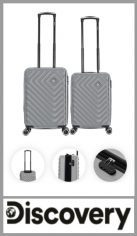 Juego de 2 valijas DISCOVERY rigidas, material ABS, apto cabina
Cuentan con 4 ruedas dobles spinner 360° desmontables, carro reforzado con manija extensible, con cierre expansible. 
Contiene un candado incorporado para cierre seguro, en su interior constiene sujecion y compartimiento interno con elastico y red con cierre.
Viene por set de 2 unidades 
Color igual a la imagen 
Tamaño igual a la imagen 20 y 19