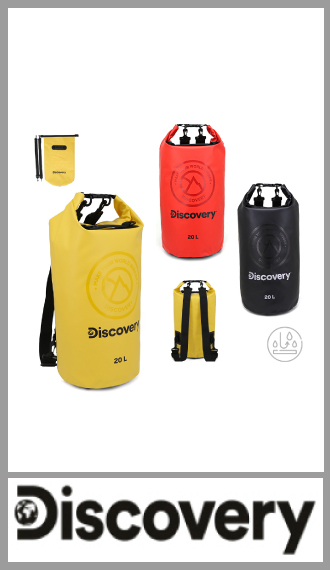 Bolso estanco DISCOVERY de 20 litros de capacidad, contiene manija de agarrem cierre enrollable y tiras desmontables. 
Este tipo de mochila es esencial para actividades al aire libre como el senderismo y el camping. 
Colores surtidos 
Viene por unidad 
52cm x 37cm x 21cm