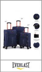 Set de 3 valijas Everlast semi rígidas rueda 360º  20, 24 y 28 pulgadas