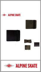 Billetera  ALPINE SKATE para hombre, confeccionada en PU de muy buena calidad, con una división y porta tarjetas, contiene elastico de cierre. Color surtido igual a la imagen.  Pack por unidad. 
Medida 8cm x 11cm x 2cm
