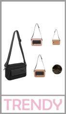 Morral TRENDY para mujer,confeccionada en nylon negomado y pu de gran calidad, totalmente forrada en su interior. Contiene un compartimiento principal con un organizador interno con cierre y dos bolsillos exteriores planos con cierre con correa regulable y desmontable 
Excelentes detalles y terminaciones según imagen. 
Pack por unidad. 
Colores surtidos 
Medidas 17cm X 24cm  X 9cm