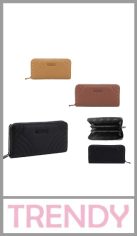Billetera de PU TRENDY, con dos divisiones y varios compartimentos y cierre perimetral. Divisores y tarjetero. Excelentes detalles y terminaciones según imagen
 Medidas:  10cm x 19cm x 3cm
Colores surtidos. Pack por unidad.
