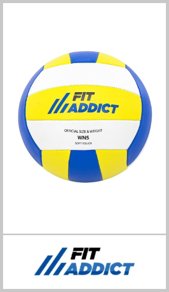 Pelota de vóley FIT ADDICT, confeccionada en PVC con cámara interior, de superficie resistente y buen rebote para el juego recreativo. Ideal para practicar en la playa, en el parque o en el patio. De 70cm de circunferencia aproximada. Disponible en colores como en la imagen. Pack por unidad.