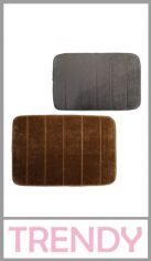 Alfombra de baño TRENDY,  Confeccionada en 100% Poliéster, antideslizante, 
Medidas 39cm x 57cm x  2cm. 
Pack por unidad 
Colores surtidos igual a la imagen