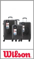 Set de 3 valijas Wilson ABS con 4 ruedas 360° y fuelle amplio