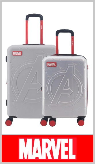 Set de dos valijas AVENGERS de 20 y 24, rígidas en ABS. Incluyen dos ruedas reforzadas y carro reforzado con manija extensible, fuelle incorporado para ampliar la capacidad de carga y candado incorporado. Ideal para viajes cortos o largos, con termoformado en la valija del personaje. Medidas: set x 2 unidades de 20 + 24. Pack por unidad.